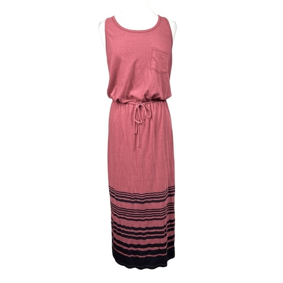 C&c California Boho Casual Colorblock Stripe XBack Maxi-Dress Cover-Up Pink Navy - Picture 1 of 7